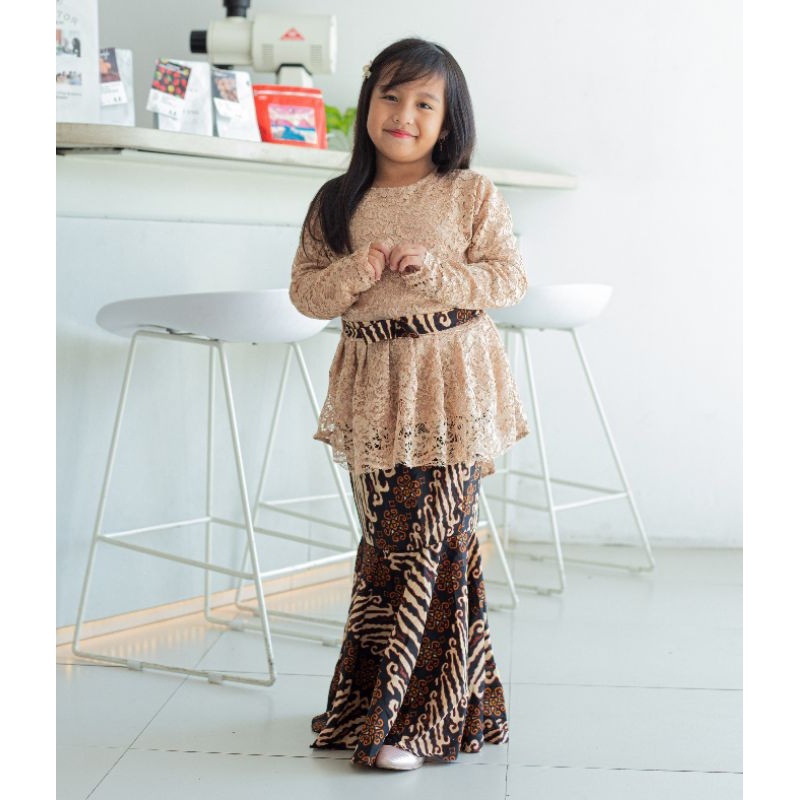 Setelan Kebaya Brukat Anak Perempuan Modern Model Aurora / brokat Tk Sampai Sd Umur 3-12 Tahun / Baj