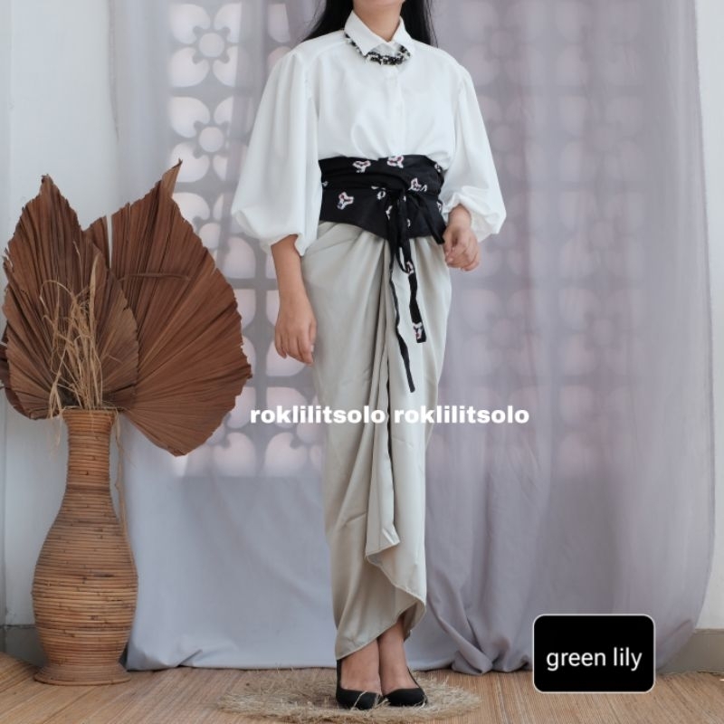 rok lilit polos / kain lilit satin / rok polos green lily
