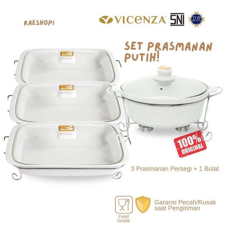 Vicenza Set Prasmanan Putih dg Tutup Kaca W754/3 + W753/1
