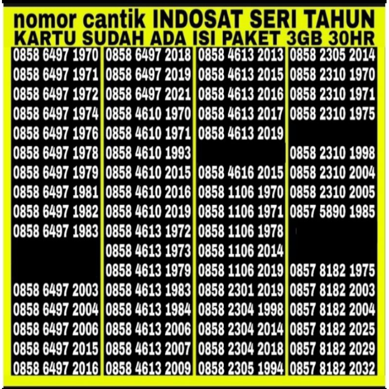 READY NOMOR CANTIK INDOSAT 4G LTE NOMOR SERI TAHUN KELAHIRAN