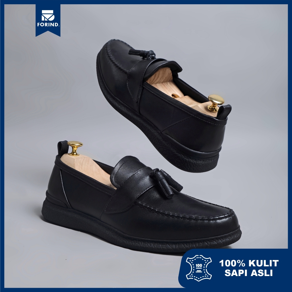 Kenzios | Vasco Black | 39-44 | Sepatu Loafers Kulit Asli Casual Pria  Slip On Original | FORIND