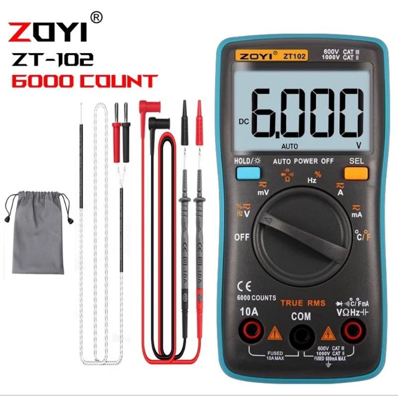 MULTIMETER DIGITAL  ZOYI ZT102A  SUHU TESTER METER
