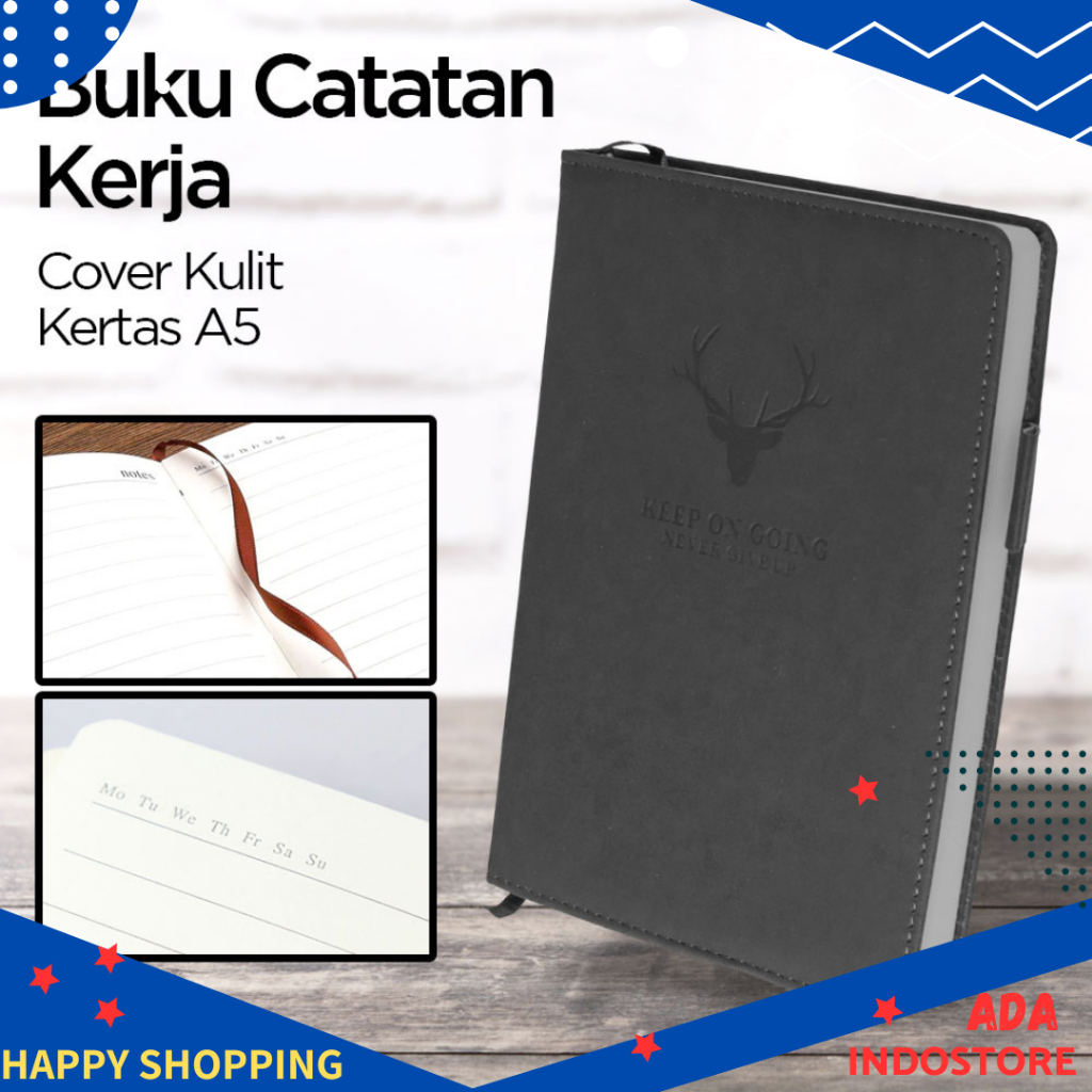 

Buku Catatan Harian Notebook Diary A5 Cover Kulit 180 Lembar Cover Black
