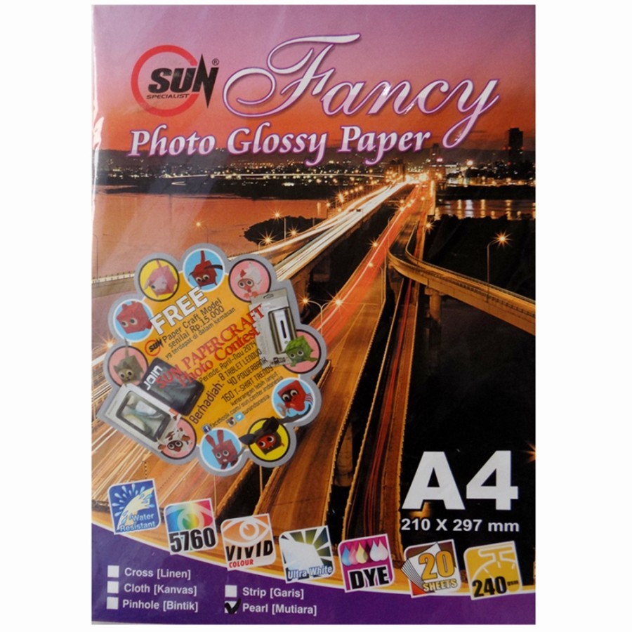 

Kertas Undangan / Sertifikat - SUN Fancy Glossy Paper Single Side 240 Gsm Cloth (Kanvas) / Cross (Linen) / Pearl (Mutiara) / Strip (garis) / Pinhole (bintik)