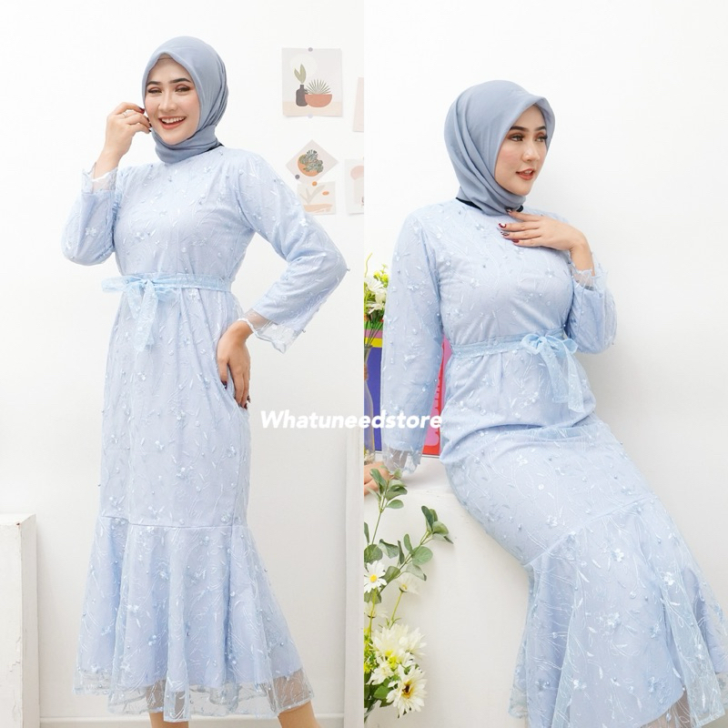 Long Dress Muslim EL-36 Dress Tulle Premium