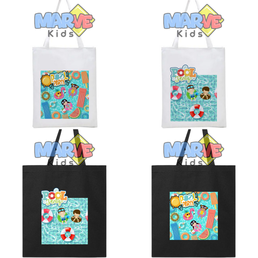 Totebag Tote Bag Goodiebag Pool Ulang Tahun Anak Goodie Bag Souvenir Ultah Tas Serut Kanvas Sekolah