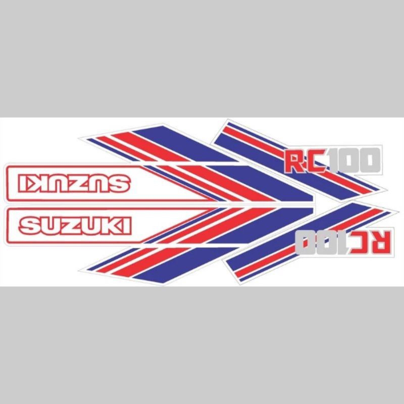 Sticker striping suzuki RC 100 rc 100 biru putih tahan pernis print cutting
