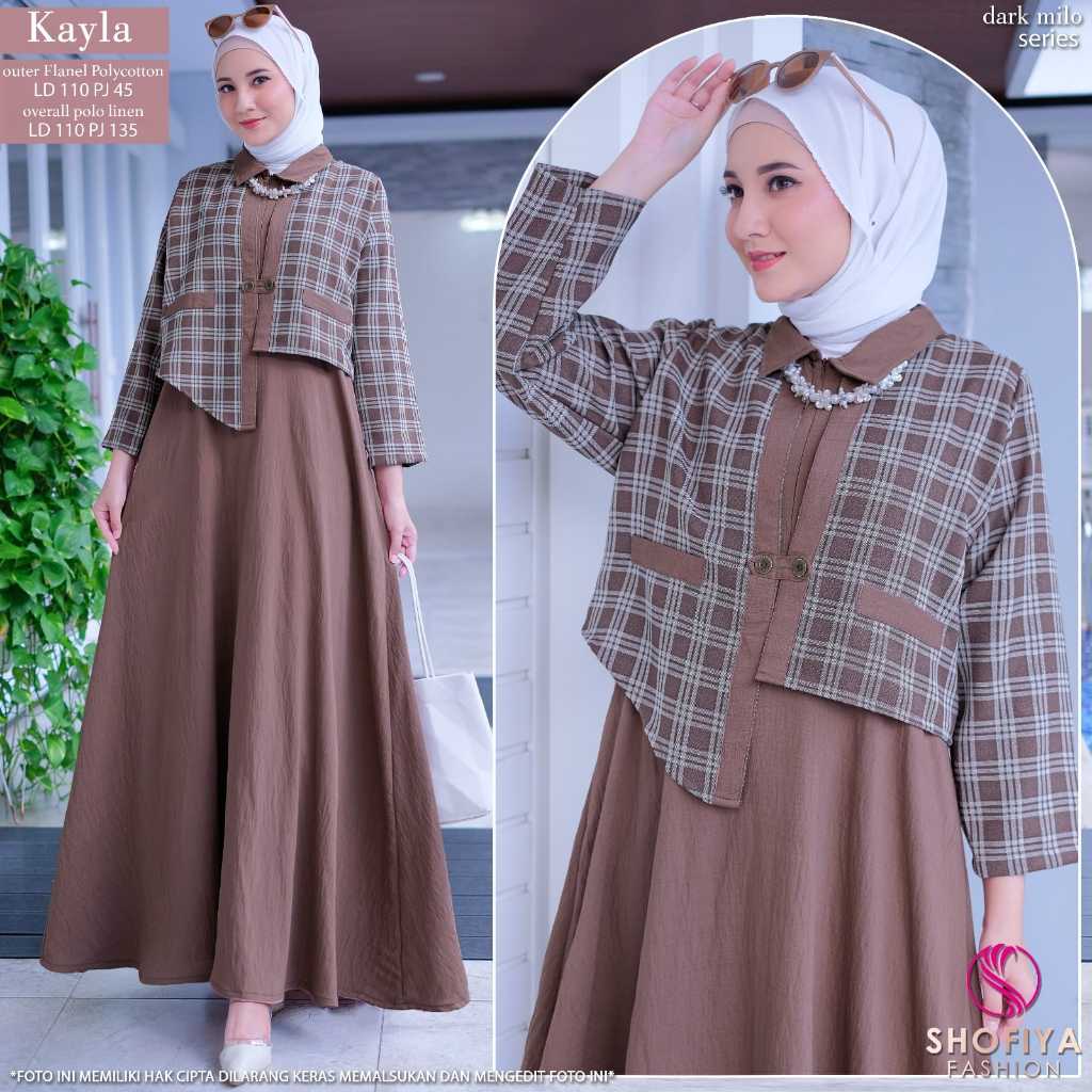 kayla maxy maxi gamis dress dres pakaian baju midi one setelan set 2in1 rompi inner+outher inner + o
