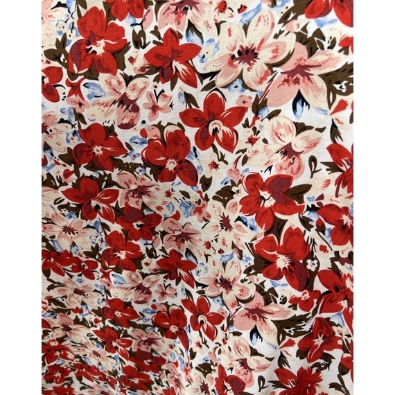 BAYAR DITEMPAT  kain katun rayon viscose premium motif bunga terbaru dasar putih