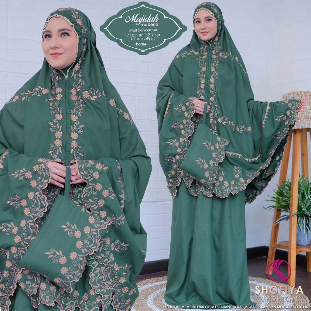 majidah mukena mukenah rukuh rukoh katun renda bordir bunga exlusive eksklusif motif jumbo big size 