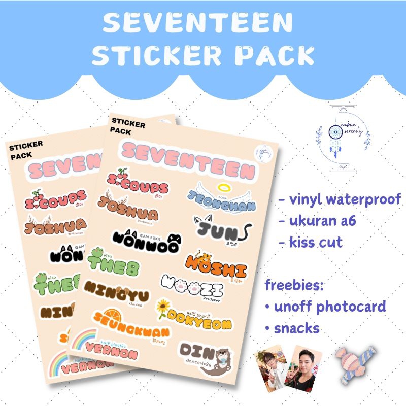 

Sticker A6 Seventeen Iconic lines Kiss cut Vinyl Waterproof