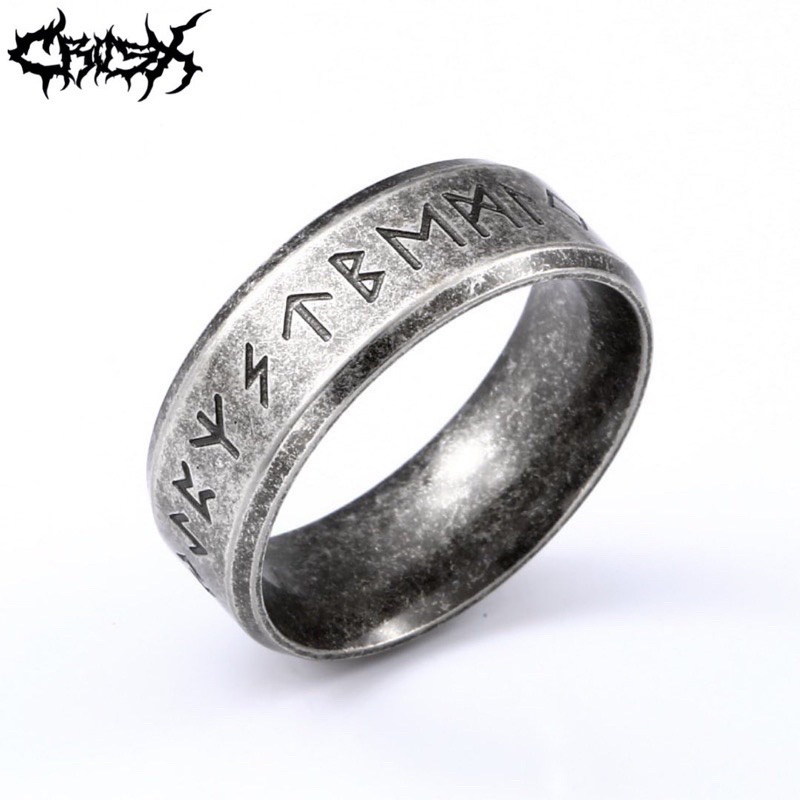 GARANSI RUNE RING / VIKING RING / VIKING LETTER RING / CINCIN BLACK SILVER RING / CINCIN VIKING /