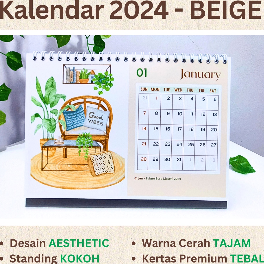 

MEGA SALE BEIGE Kalender 224 aesthetic Kalender meja 224 Kalendar 224 Kalendar Tebal Besar A5 Desk Calendar Premium Kokoh Tebal CHESTER LIVING