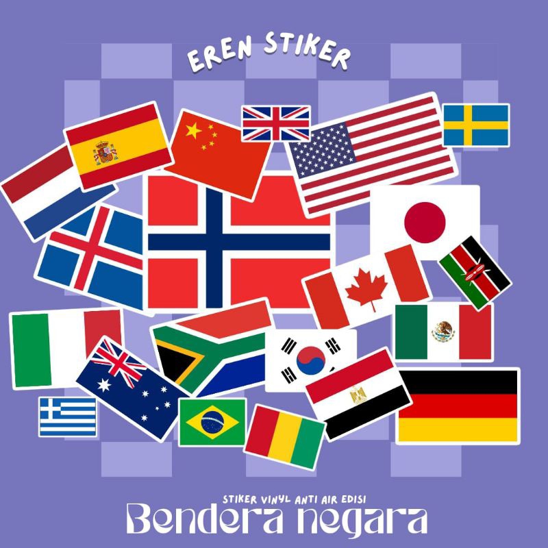 

STIKER VERSI BENDERA NEGARA NEGARA ANTI AIR VINIL TERBARU PREMIUM