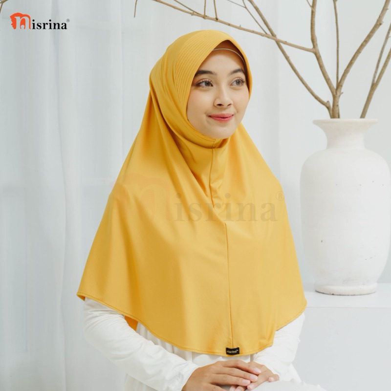 Nisrina Bergo Citra E - Jilbab Instan Pet Polos Kerudung Menutup Dada Lebar Umroh Spandek