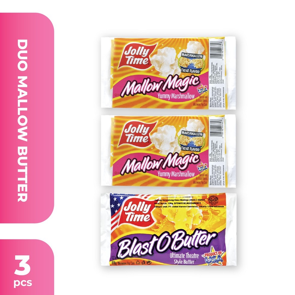 

PROMO ALE Jolly Time Paket Duo Mallow Butter 2MM 1BOB Mircowave Popcorn