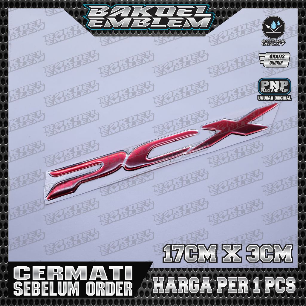 EMBLEM PCX MERAH, EMBLEM HONDA PCX WARNA MERAH, PCX MERAH