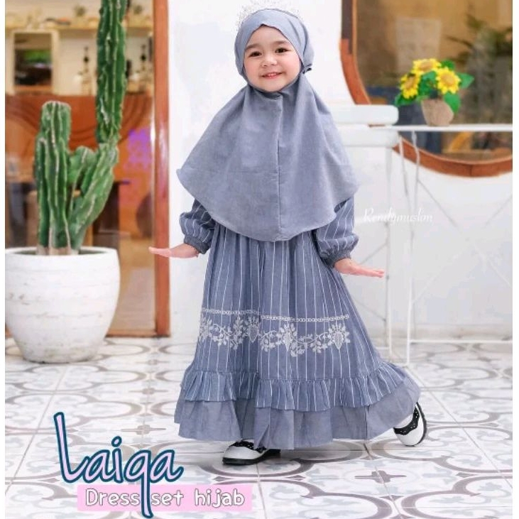 Pittu Kids - Laiqa Dress Set Hijab Anak Premium / Gamis Anak Perempuan / Gamis Muslimah 1 - 5 thn