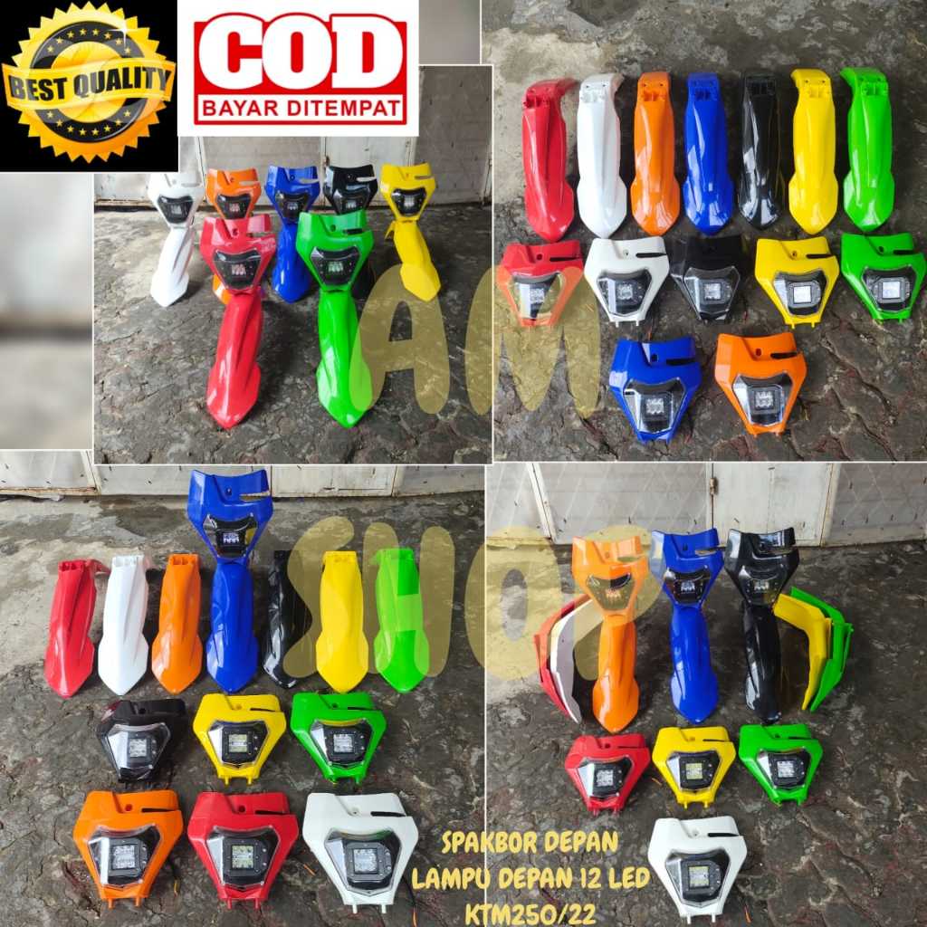 BODY SET KTM 250 2022 2ITEM LAMPU DEPAN 12LED SPAKBOR DEPAN KTM 250 2022 FRONT FENDER HEADLAMP SLEBO