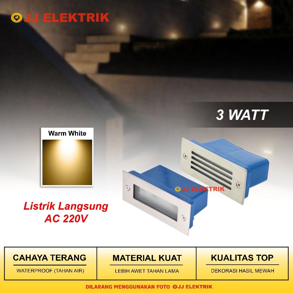 Lampu Tangga LED Stainless Waterproof - Tanam Dinding Indoor Outdoor | Anak Tangga, Taman, Teras, Ru