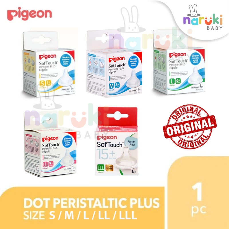 Pigeon Dot Nipple Peristaltic Plus Wide Neck Size S M L LL LLL