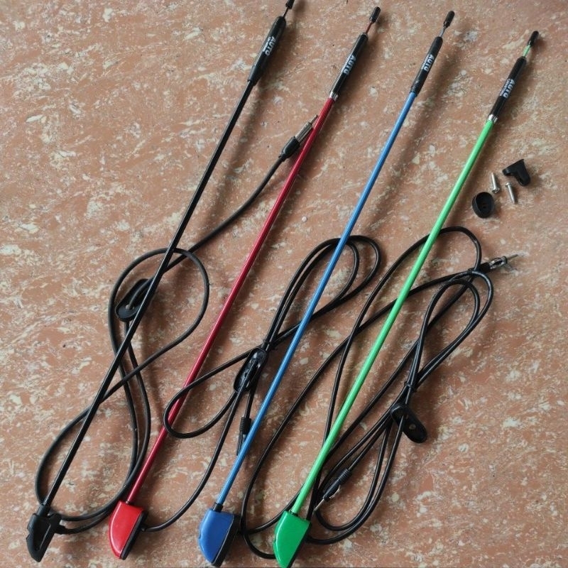Antena auto HEADUNIT TAPE MOBIL radio am fm stereo universal HITAM chrome crome merah biru hijau kij