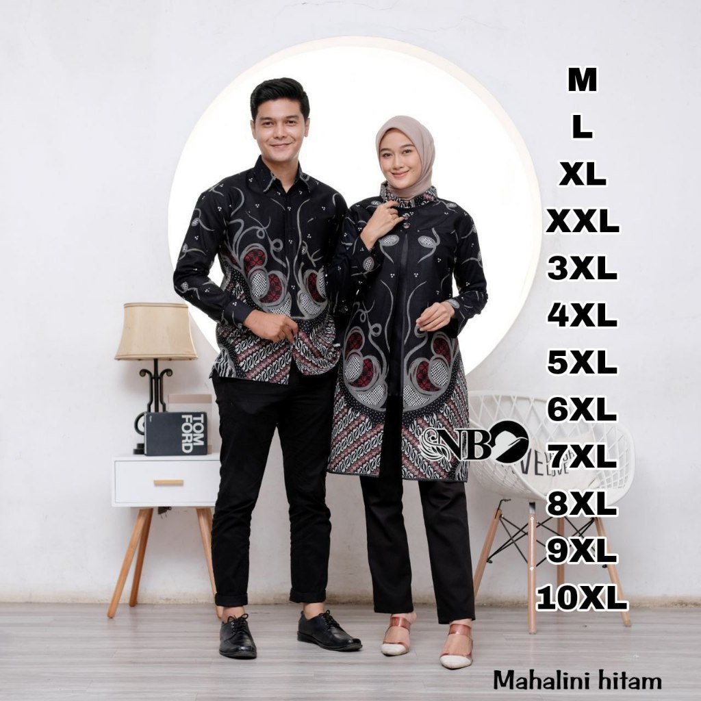 Couple Atasan Batik Pria Wanita Jumbo Batik Sarimbit Jumbo Modern Seragam Kantor Terbaru Kemeja Bati