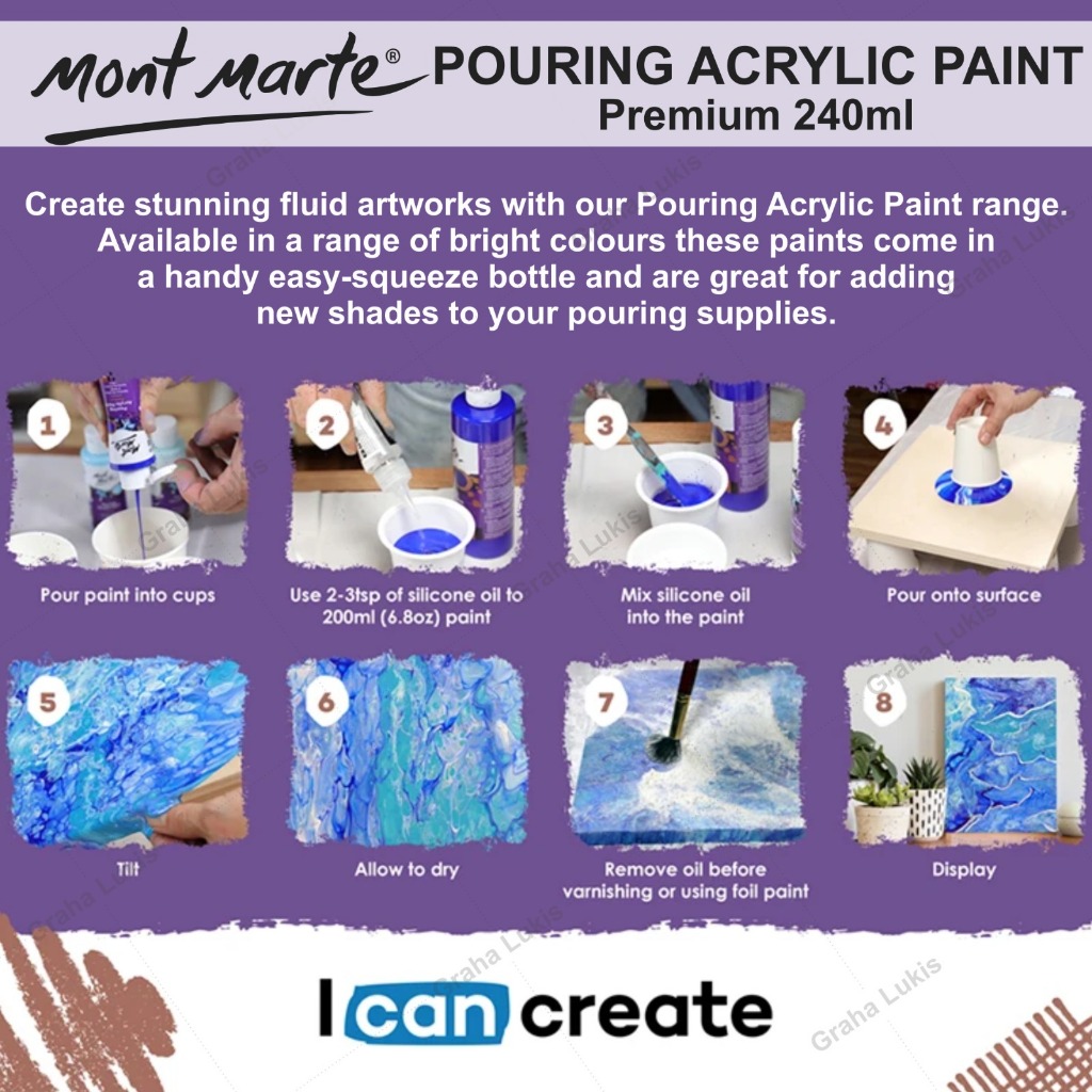 

HJK Mont Marte Pouring Acrylic Paint 240ml Varian Warna Warni