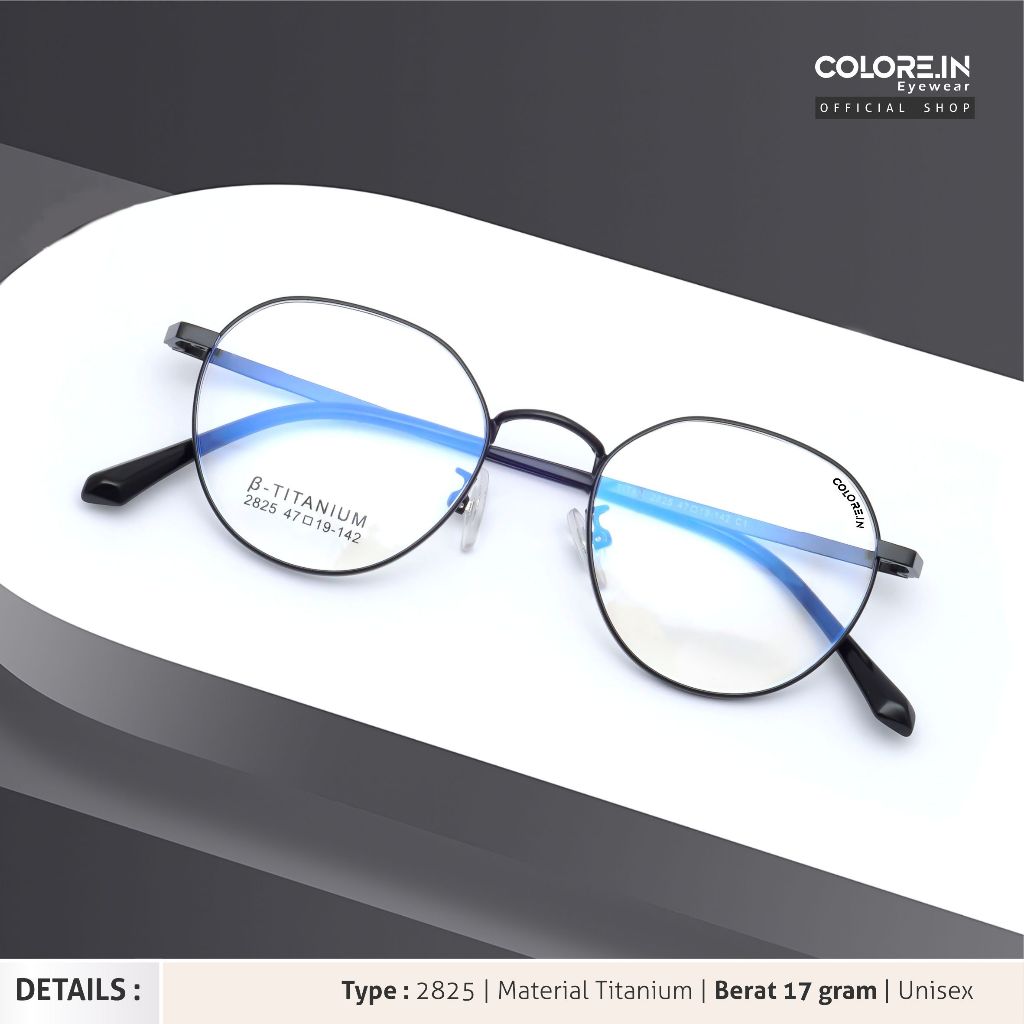 Colore.in Kacamata Anti Radiasi Anti Blueray Photocromic Bluecromic Titanium Geomteri Pria Wanita Fr