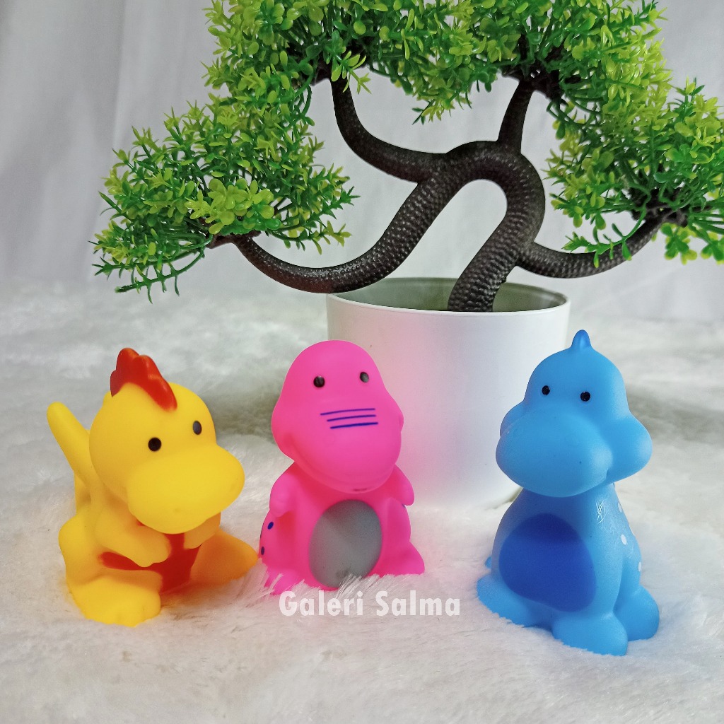 Mainan Bayi Rattle Karet Bunyi Cicit Dino  Mainan Bunyi Encit