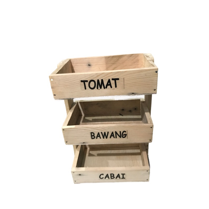 rak bumbu dapur 3 tingkat/rak bumbu dapur kayu jati/ free stiker