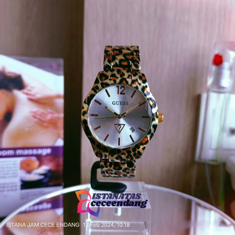 jam tangan wanita guess-leopard, jam tangan leopard-guess