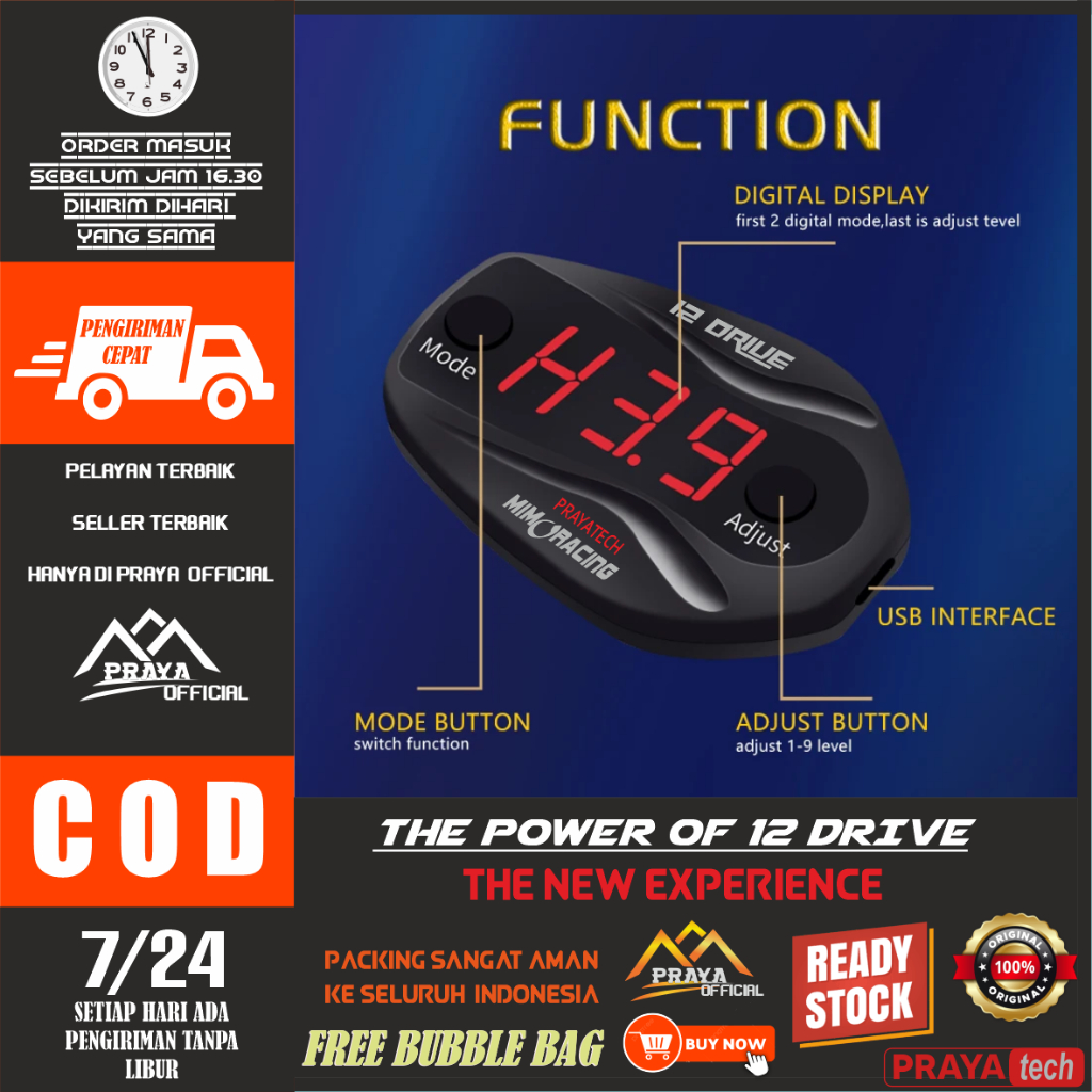 Mycoolcell 12Drive Prayatech 9Drive Piggyback Remap Ecu Toyota Avanza Xenia Altis Alphard Agya Ayla