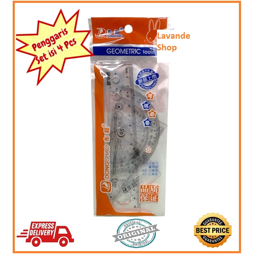 

PENGGARIS RULER SET ISI 4 / GARISAN GEOMETRIC SET PLASTIK MURAH