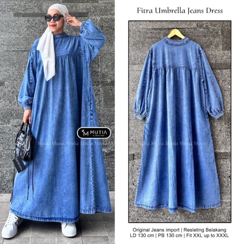 FITRA UMBRELLA JEANS DRESS BY MUTIA (LD 130 PB 130)