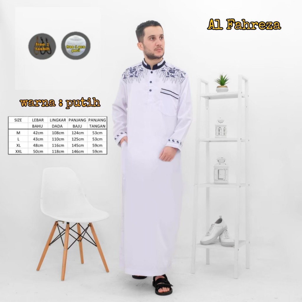 Jubah AL FAHREZA bordir Gamis bordir Gamis pria Jubah pria bordir hitam