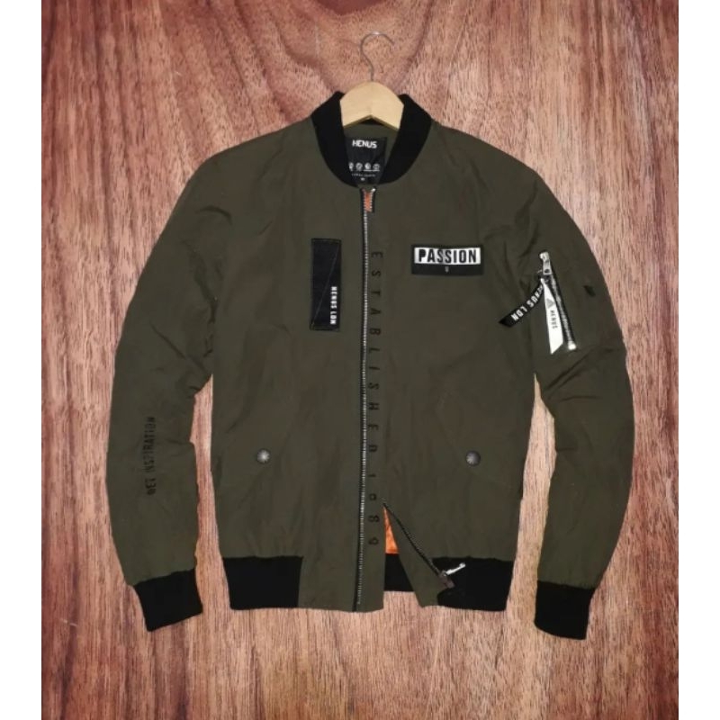 jaket bomber henus edwin model military ijo army preloved