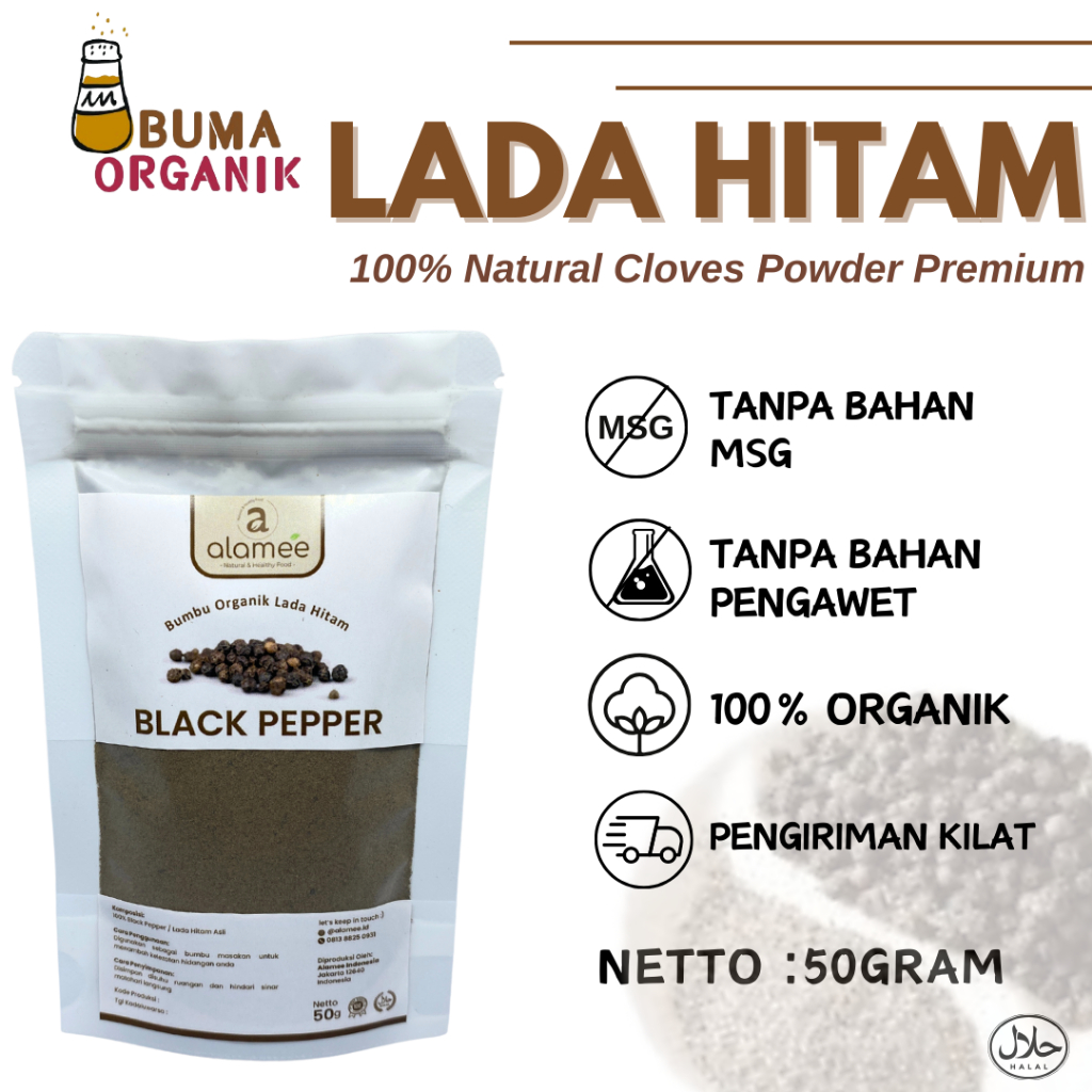 

Lada Hitam Bubuk Black Pepper Powder Merica Ground Rempah Rimpang Murni Asli Tanpa Campuran 50gram