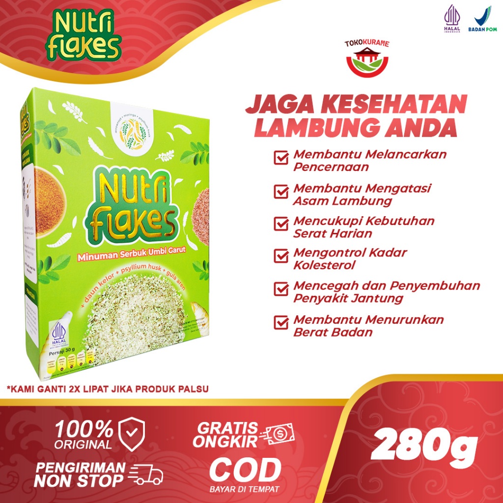 

Nutriflakes Mengobati Asam Lambung Sereal Oatmeal Diet Umbi Garut Original 100% Asli