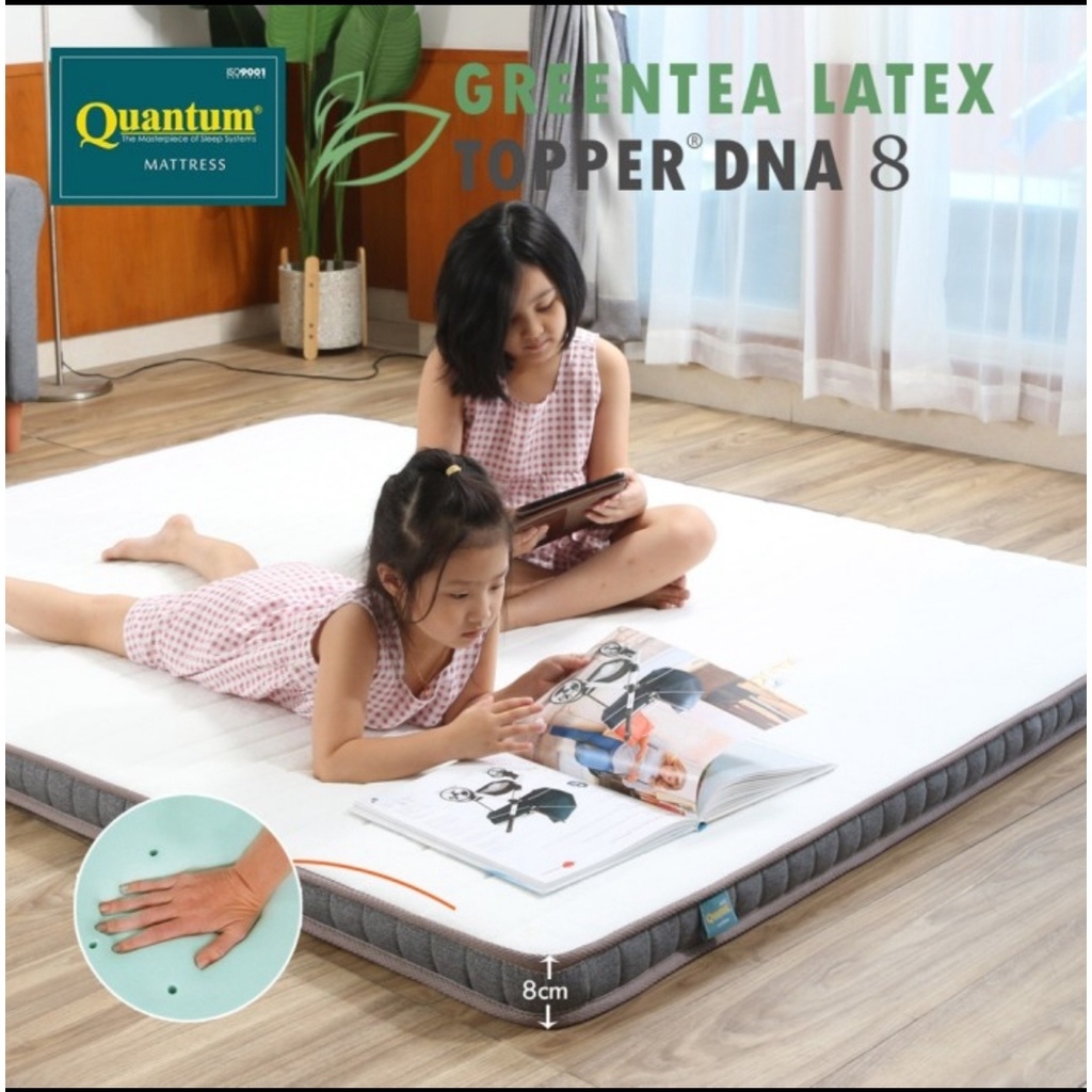 Topper Latex Quantum - Pelindung Kasur - Pelapis Springbed - Greentea Latex