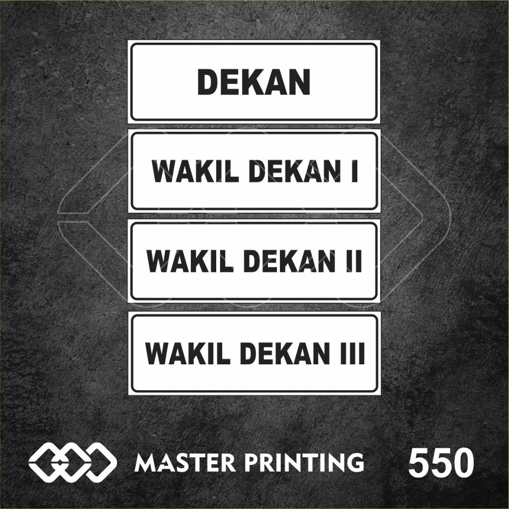 

550 - Stiker Nama Ruangan Dekan di Kampus/Universitas, Sticker Vinyl, Tahan Air, dan Bisa Custom