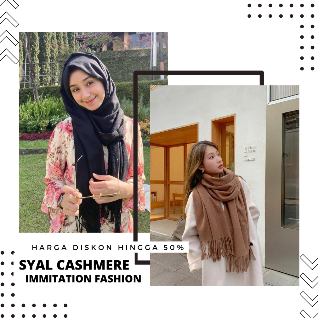 Pashmina Cashmere Syal Kasmir - Pashmina Shawl Polos Tebal