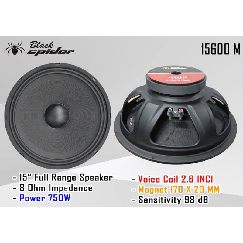 Speaker BlackSpider 15600 MB Black spider 15 inch BS 15600MB SPEAKER BLACK AUDIO 15600 M 15 INCH MID BASS 15600M