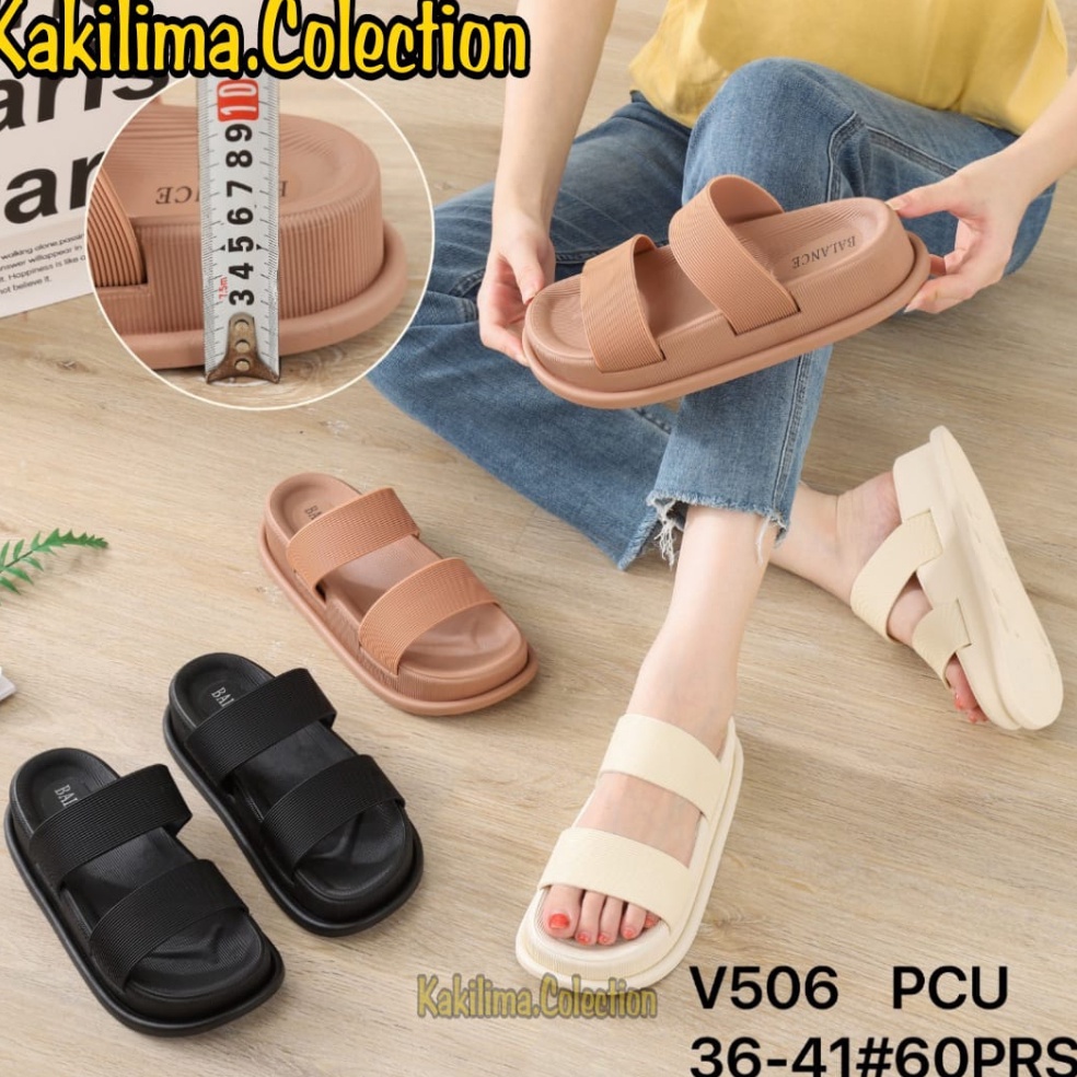 Bagus Dipakai Sandal karet jelly wanita sendal fashion style kekinian balance V56