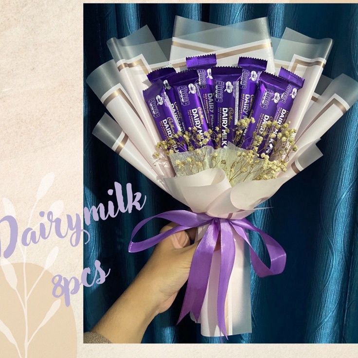

HOT Buket cokelat dairy milk 3gr silverqueen cadbury buket bunga buket snack