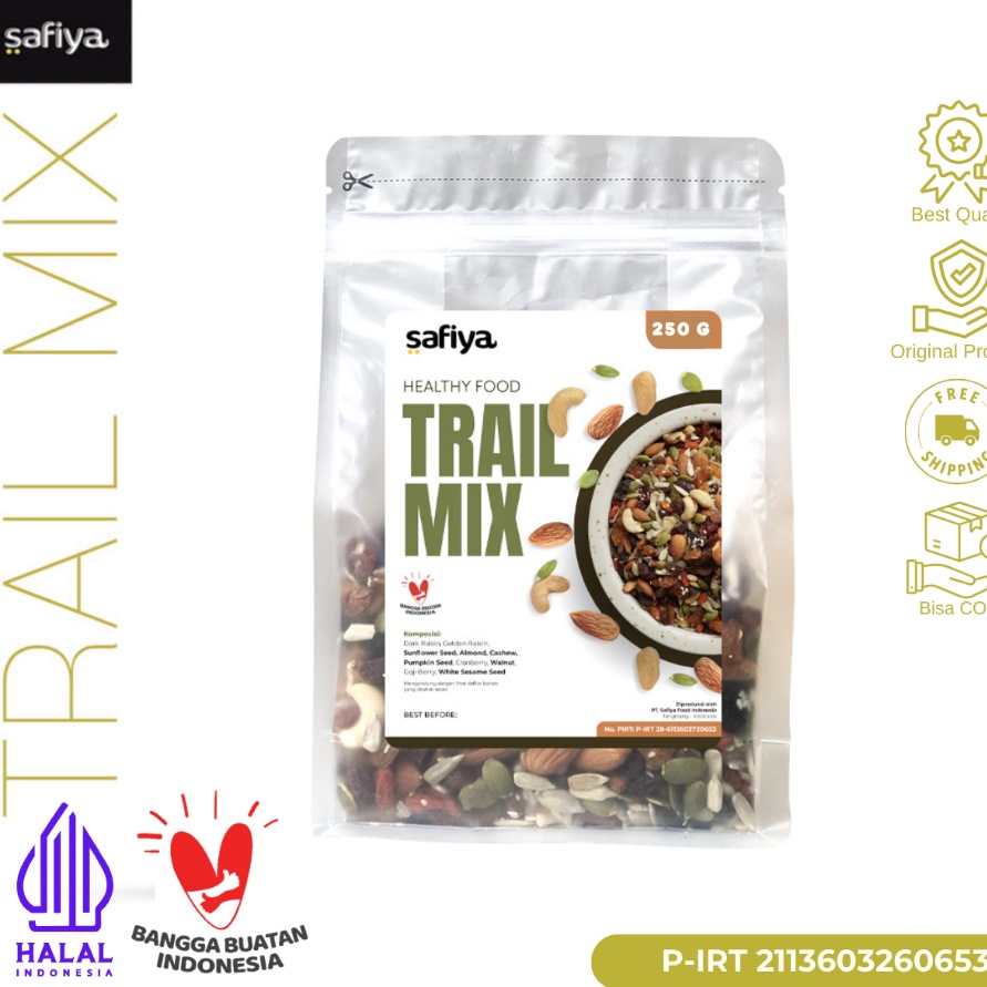 

Free Ongkir Trail Mix Original 25 Gram Dried Fruit Seed Nut Roasted Snack Safiya