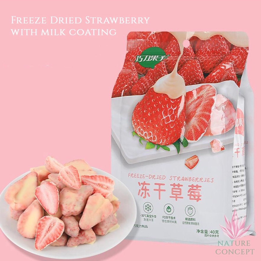 

Splash Freeze Dried Strawberry Cemilan Snack Strawberry Mango Mixed Fruit Coconut Durian Utuh with Milk Coated Stroberi Susu LENGKAP TERMURAH