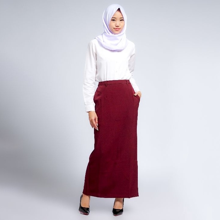 STOK SIAP COD Rok kerja wanita model span panjang terbaru kekinian modern resleting belakang tali ge