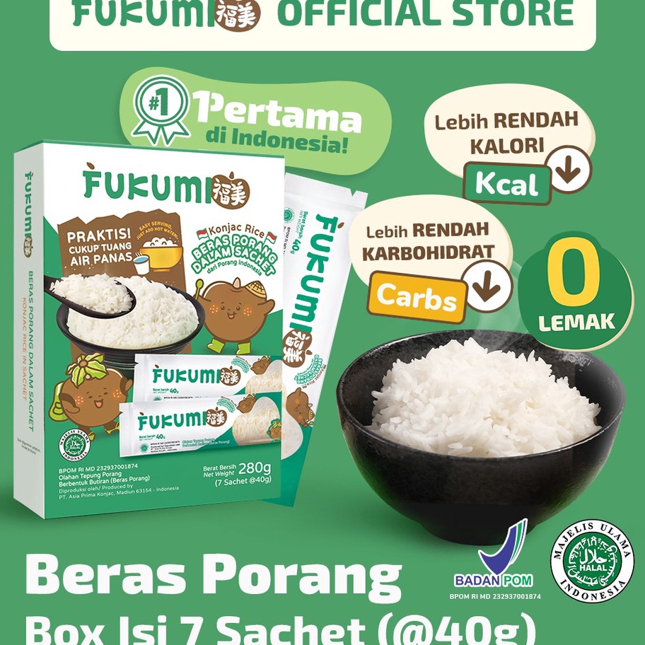 

Stok terbaru FUKUMI BERAS PORANG BOX SACHET Fukumi Shirataki Beras Konjac Rice Diet isi 7 sachet x 4gr