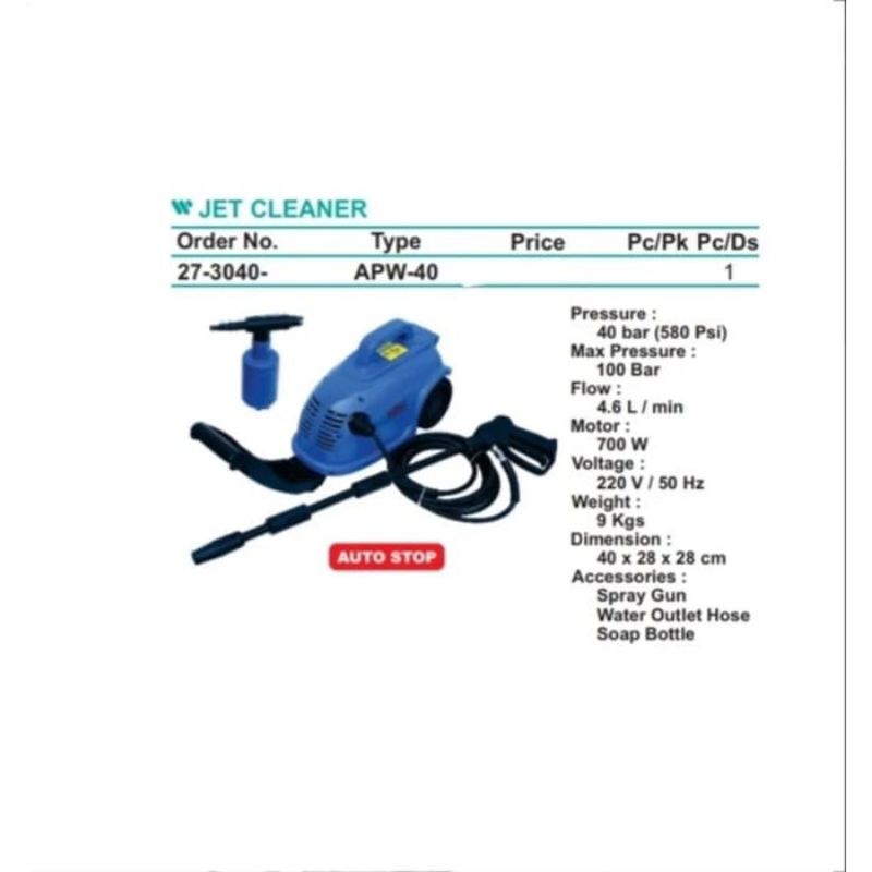 Mesin Jet Cleaner cuci motor & mobil merk WIPRO APW-40 / Wipro APW 40